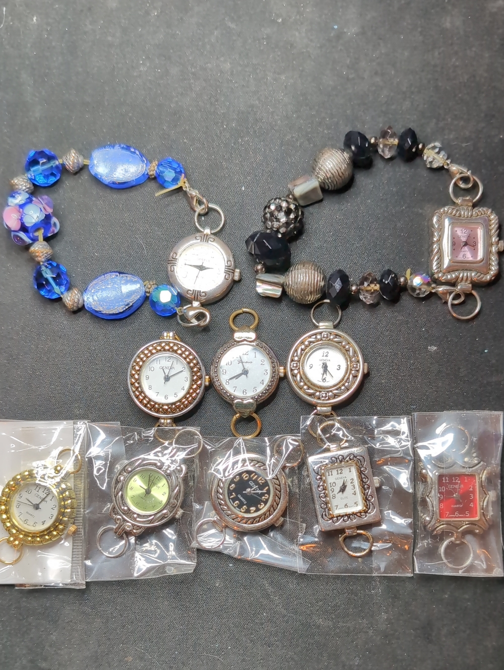 Geneva Watch Bundle 2 Beaded Bracelets + 10 Watch Faces New and Pre-owned